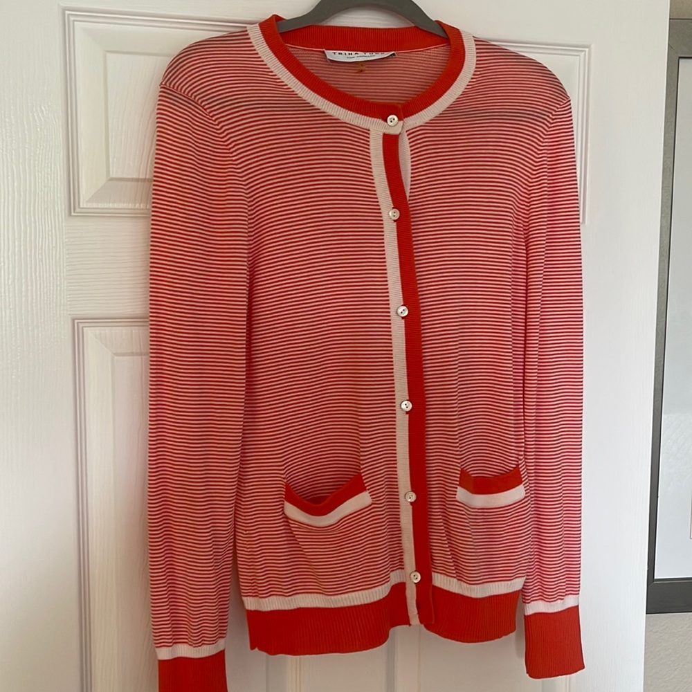Trina Turk cardigan orange/white